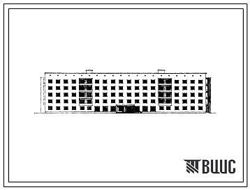 Фасады Типовой проект 1-447С-53 Пятиэтажное общежитие на 360 человек со стенами из кирпича.