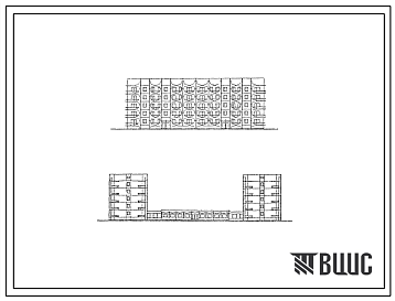 Фасады Типовой проект 161-127-62с.83 5-этажное общежитие для рабочих и служащих на 400 мест (с жилыми ячейками на 3, 4, 10 и 12 человек). Для строительства в Грузинской ССР, сейсмичностью 7 баллов