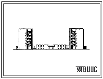 Фасады Типовой проект 164-109-49с Пятиэтажное общежитие для рабочих и служащих на 408 мест с блоком обслуживания. Для строительства в IVБ и IVВ климатических подрайонах сейсмичностью 7 и 8 баллов.