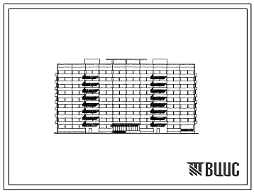 Фасады Типовой проект 162-80-56с Девятиэтажное общежитие на 561 место (на 2 человека 132, на 3 человека 99) для рабочих, служащих и студентов в конструкциях каркаса ИИС-04. Для строительства в 4 климатическом районе сейсмичностью 7, 8 баллов