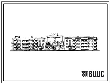 Фасады Типовой проект 164-77-162сп.13.90 Общежитие для семейных студентов ВУЗов и аспирантов на 288 человек (со стенами из кирпича) для строительства в Узбекской ССР