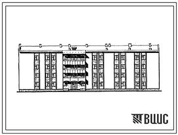 Фасады Типовой проект 164-77-142сп.13.88 Четырехэтажное общежитие на 204 человека для студентов, учащихся профтехучилищ и техникумов. Для Узбекской ССР