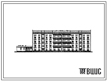 Фасады Типовой проект 164-77-108сп.86 Четырехэтажное общежитие на 200 мест для студентов и учащихся профтехучилищ. Для строительства в городах и поселках городского типа