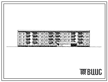 Фасады 161-76-60сп/1.2 4-этажное общежитие для рабочих и служащих на 200 и 400 мест (с жилыми ячейками на 3,4 и 11 человек, с блоком обслуживания). Для строительства в 4А и 4Г климатических подрайонах сейсмичностью 8 баллов на грунтах 2 типа просадочности.
