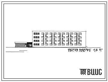 Фасады Типовой проект 164-80-38сп 4-этажное общежитие на 200 мест для рабочих, служащих, студентов и учащихся профтехучилищ. Для строительства в районах с сейсмичностью 7 баллов, на грунтах 2 типа просадочности.