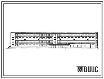 Фасады Типовой проект 162-80-6СП Четырехэтажное общежитие на 400 мест для рабочих, служащих, студентов и учащихся профтехучилищ, для строительства в районах с сейсмичностью 8 баллов.