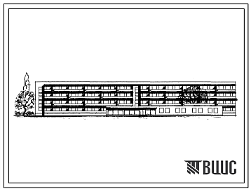 Фасады Типовой проект 162-80-7СП Четырехэтажное общежитие на 600 мест для рабочих, служащих, студентов и учащихся профтехучилищ, для строительства в районах с сейсмичностью 8 баллов.