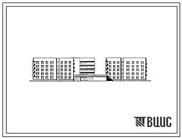 Фасады Типовой проект 164-114-25с.85 Пятиэтажное общежитие для рабочих и служащих на 422 человека (с жилыми ячейками на 3, 4, 10 и 12 человек)