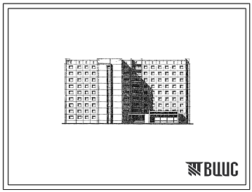 Фасады Типовой проект 161-97-21 Девятиэтажное крупнопанельное общежитие на 600 мест. Для строительства в 1В климатическом подрайоне.