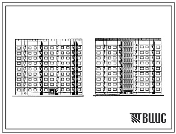 Фасады Типовой проект 161-93-49.13.86 Девятиэтажное общежитие для семейной молодежи на 310 мест.