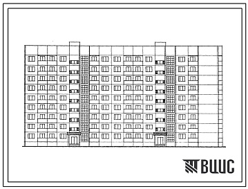 Фасады Типовой проект 161-143-23.13.87 9-этажное общежитие для семейной молодежи на 406 мест. Для строительства в Молдавской ССР.