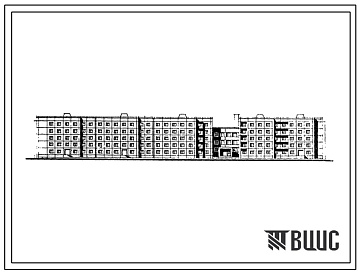 Фасады Типовой проект 161-122-83см.13.86 5-этажное общежитие на 440 мест для рабочих и служащих с блоком обслуживания (для строительства в г. Магадане и Магаданской области)