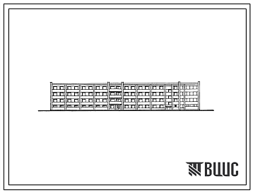 Фасады Типовой проект 161-80-80.86 Четырехэтажное общежитие на 420 мест для учащихся средних учебных заведений (с жилыми комнатами на 2 и 3 человека) с несущими кирпичными поперечными стенами