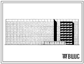 Фасады Типовой проект 161-105-43с/1 Девятиэтажное общежитие на 590 мест для рабочих и служащих. Для строительства в 3 климатическом районе Киргизской ССР сейсмичностью 8 баллов.