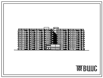Фасады Типовой проект 161-96-39 Девятиэтажное общежитие с блоком обслуживания на 656 мест для строительства в 2В, 3Б, 3В климатических подрайонах, 2 и 3 климатических районах Украинской ССР
