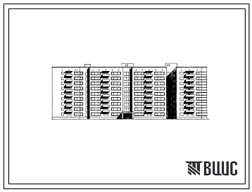 Фасады Типовой проект 164-87-122/1 9-этажное общежитие для рабочих и служащих на 608 человек, со стенами из кирпича