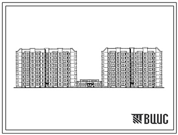 Фасады Типовой проект 161-135-286с.13.86 9-этажное общежитие для рабочих и служащих на 512 мест для строительства в Молдавской ССР