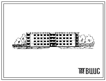 Фасады Типовой проект 161-25-24/1 Четырехэтажное общежитие на 207 мест (для сельских профтехучилищ). Для строительства в IВ климатическом подрайоне, II и III климатических районах.