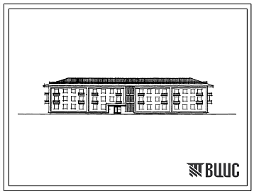 Фасады Типовой проект 164-52-214с Общежитие для рабочих и служащих на 100 мест (с жилыми комнатами на 3 и 4 человека). Для строительства в районах сейсмичностью 7 и 8 баллов во 2В и 3В климатических подрайонах Казахской ССР