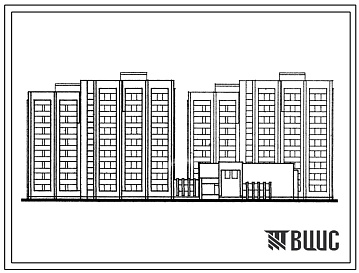 Фасады Типовой проект 164-80-78/1 Восьми-девятиэтажное общежитие на 563 места. Для городского строительства в Литовской ССР.