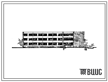 Фасады Типовой проект 161-80-48 Трехэтажное общежитие на 121 место. Для строительства во 2Б и 2В климатических подрайонах Литовской ССР