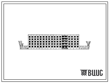 Фасады Типовой проект 1-464Д-141 Пятиэтажное общежитие на 340 человек, для строительства в 1В, 2Г климатических подрайонах