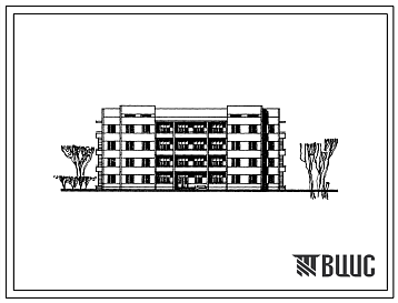 Фасады Типовой проект 161-26-48п/1 Четырехэтажное общежитие на 96 человек. Для строительства во 2 и 3 климатических районах на просадочных грунтах