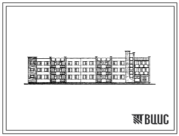 Фасады Типовой проект 161-89-43/1 Общежитие на 100 мест. Для строительства во IIВ климатическом подрайоне Белорусской ССР.