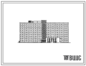 Фасады Типовой проект 161-88-9 Девятиэтажное общежитие на 745 мест. Для строительства во 2В климатическом подрайоне Белорусской ССР.