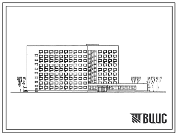 Фасады Типовой проект 164-80-19 9-этажное общежитие на 600 человек для строительства в Белорусской ССР. Расчетная наружная температура -25С.