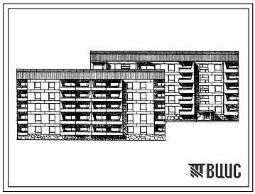 Фасады Типовой проект 87-076 5-этажная рядовая блок-секция на 30 квартир Р-1Б-2Б-3А спаренная