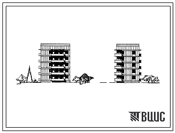 Фасады Типовой проект 67-015 Пятиэтажная блок-секция торцевая левая жилого дома на 15 квартир (однокомнатных 1Б-5, двухкомнатных 2Б-5, трехкомнатных 3Б-5). Для строительства во 2В, 3Б и 3В климатических подрайонах Украинской ССР на обычных грунтах, на просадочны