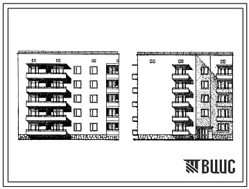 Фасады Типовой проект 87-0106 5-этажная угловая блок-секция на 20 квартир. У-1Б.2Б.3А.4Б