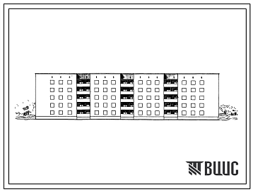 Фасады Типовой проект 114-87-68/1 Пятиэтажный четырехсекционный жилой дом на 50 квартир (однокомнатных 1Б-10; двухкомнатных 2Б-10; трехкомнатных 3А-20; четырехкомнатных 4Б-10).