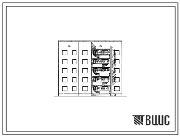 Фасады Типовой проект 144-04с Блок-секция пятиэтажная 15-квартирная рядовая торцовая левая (двухкомнатных 2Б-5; трехкомнатных 3А-5, 3Б-5).
