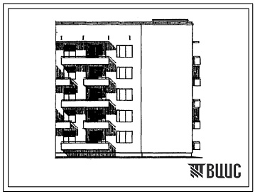 Фасады Типовой проект 67-014с/1 Пятиэтажная блок-секция на 15 квартир угловая (Т-образная) 2Б.2Б.2Б, правая