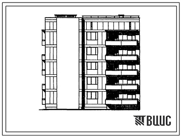 Фасады Типовой проект 67-035/1 Пятиэтажная блок-секция на 15 квартир угловая (Т-образная) 2Б.2Б.2Б, левая