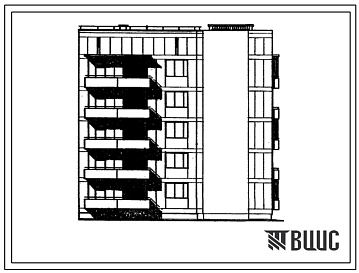 Фасады Типовой проект 67-036/1 Пятиэтажная блок-секция на 15 квартир угловая (Т-образная) 2Б.2Б.2Б, правая