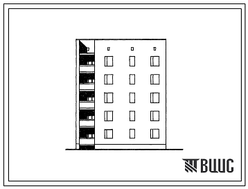 Фасады Типовой проект 87-064ПВ.2 Унифицированная блок-секция пятиэтажного дома рядовая левая на 10 квартир (Р-2Б-3А).