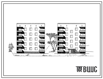Фасады Типовой проект 87-09 Пятиэтажная блок-секция рядовая на 10 квартир для строительства во 2 и 3 строительно-климатических зонах.