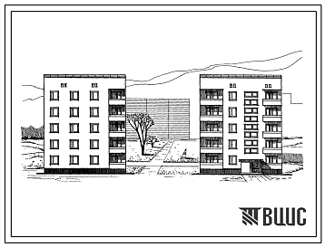 Фасады Типовой проект 87-095 Унифицированная блок-секция пятиэтажного дома рядовая правая на 10 квартир (двухкомнатных 2Б-5, трехкомнатных 3Б-5). Для строительства на неравномерно сжимаемых грунтах, на просадочных грунтах, над горными выработками, во 2Б, 3Б и 3В