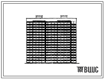 Фасады Типовой проект 111-161-6/1 Шестнадцатиэтажный двухсекционный дом на 128 квартир (однокомнатных 1Б-64, трехкомнатных 3Б-2, четырехкомнатных 4Б-62). Для строительства во 2 В климатическом подрайоне г.Киева