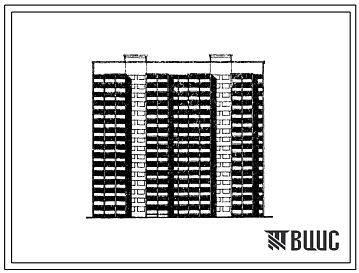 Фасады Типовой проект 111-161-7/1 Шестнадцатиэтажный двухсекционный дом на 128 квартир (двухкомнатных 2Б-66, трехкомнатных 3Б-62). Для строительства во 2 В климатическом подрайоне г.Киева