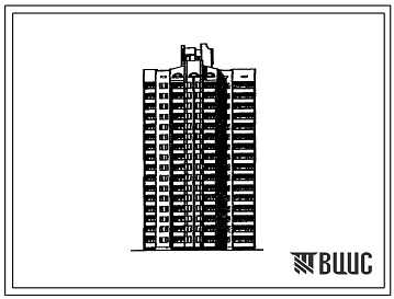 Фасады Типовой проект 236-013.13.90 Блок-секция рядовая-торцевая 16-этажная 64-квартирная 2.2.3.4 для строительства в центральных районах УССР