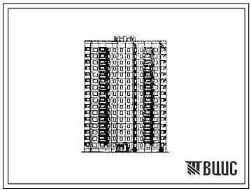 Фасады Типовой проект 94-073/1 Шестнадцатиэтажная блок-секция рядовая с торцевыми окончаниями на 95 квартир (двухкомнатных 2Б-32, трехкомнатных 3Б-63). Для строительства во 2 климатическом районе Украинской ССР