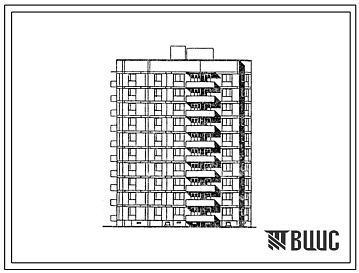 Фасады Типовой проект 81-023.13.88 Десятиэтажная блок-секция угловая левая на 50 квартир. Для Калининграда и Калининградской области