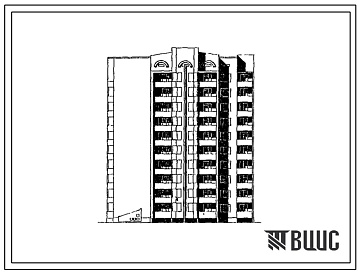 Фасады Типовой проект 236-07.13.90 Блок-секция торцевая левая 10-этажная 50-квартирная 1.1.2.3.3 для строительства в центральных районах УССР