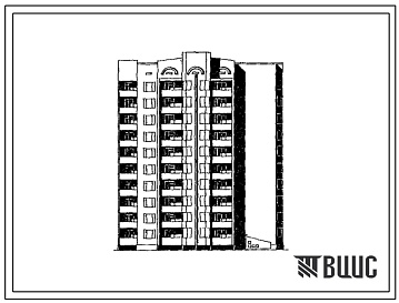 Фасады Типовой проект 236-08.13.90 Блок-секция торцевая правая 10-этажная 50-квартирная 1.1.2.3.3 для строительства в центральных районах УССР