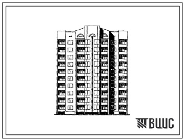 Фасады Типовой проект 236-09.13.90 Блок-секция рядовая 10-этажная 40-квартирная 2.2.3.3 для строительства в центральных районах УССР