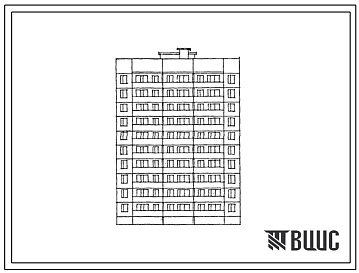 Фасады Типовой проект 83-059.13.87 Блок-секция 10-этажная 50-квартирная рядовая с торцевыми окончаниями 2-2-1-2-2. Для строительства в г.Тула и Тульской области.